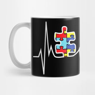 Autism Puzzle Heartbeat Tshirt Autism Awareness Mug